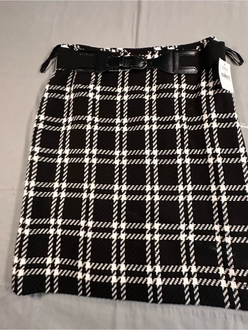 Black and White Plaid Pencil Skirt houndstooth business preppy tailored Y2K